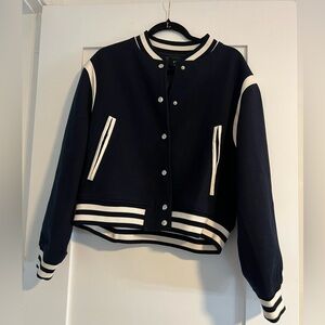 VICI- navy and white bomber jacket - large
